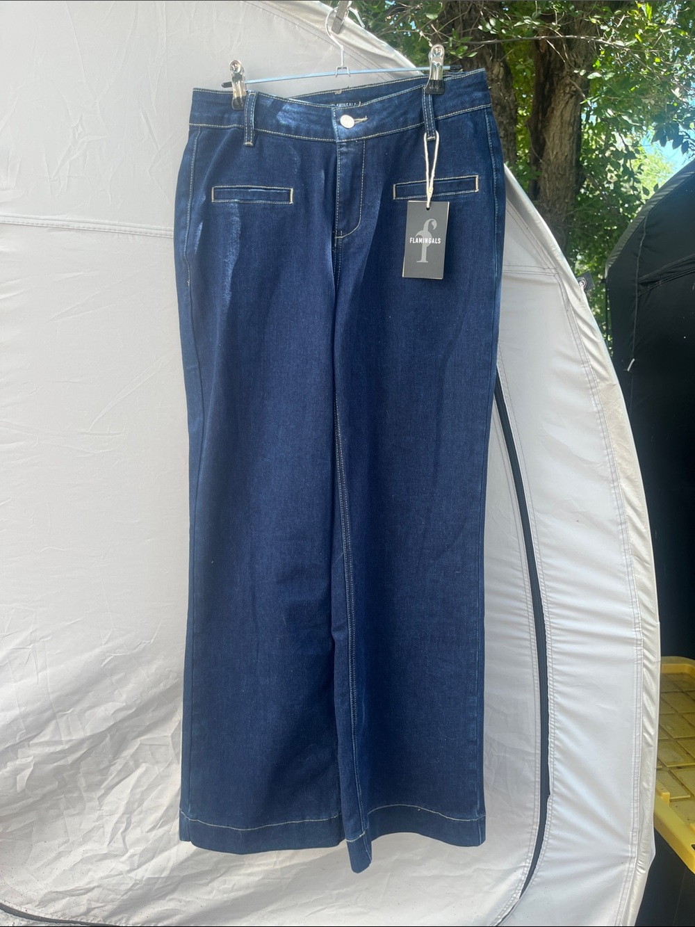 Dark Indigo Women's Wide-Leg Jeans - Flare Fit